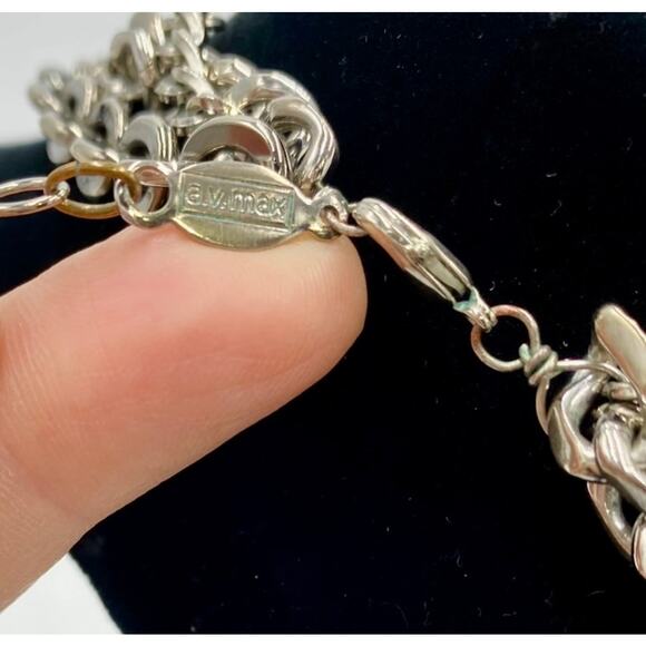 A.V. Max Multi Strand Antique Gold Orange Black Chain Glass Statement Necklace - Picture 6 of 7